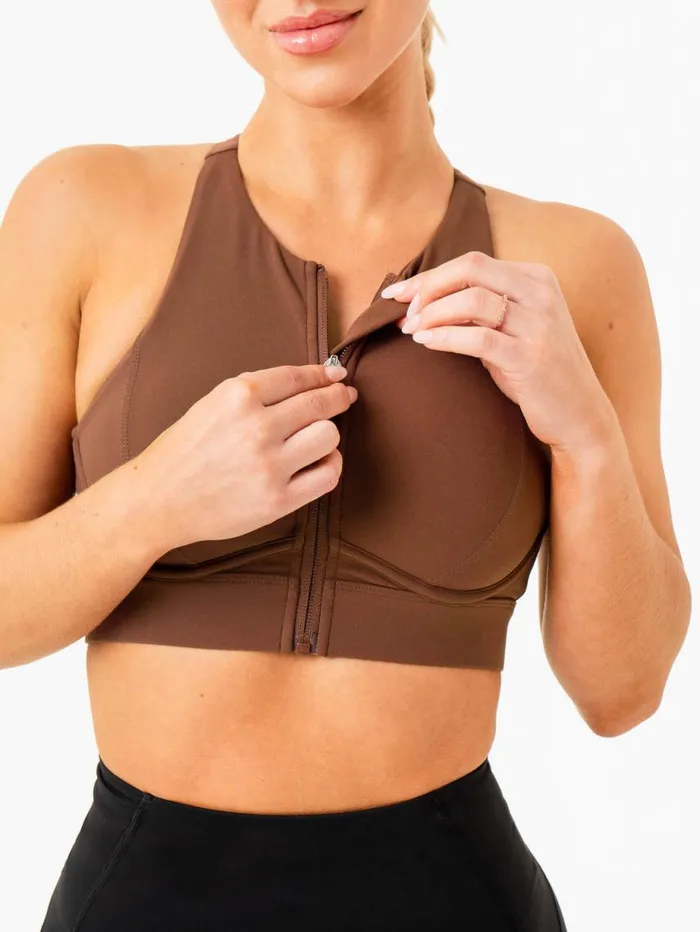 Sports Bras Womens Ryderwear Critical High Impact Sports Bra Chocolate
