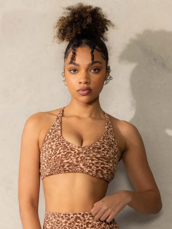 Sports Bras Womens Ryderwear Empower Sports Crop Mocha Leopard