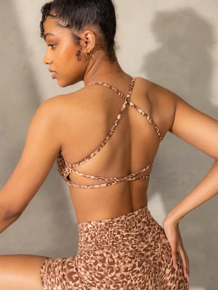 Sports Bras Womens Ryderwear Empower Sports Crop Mocha Leopard
