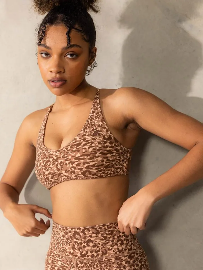 Sports Bras Womens Ryderwear Empower Sports Crop Mocha Leopard