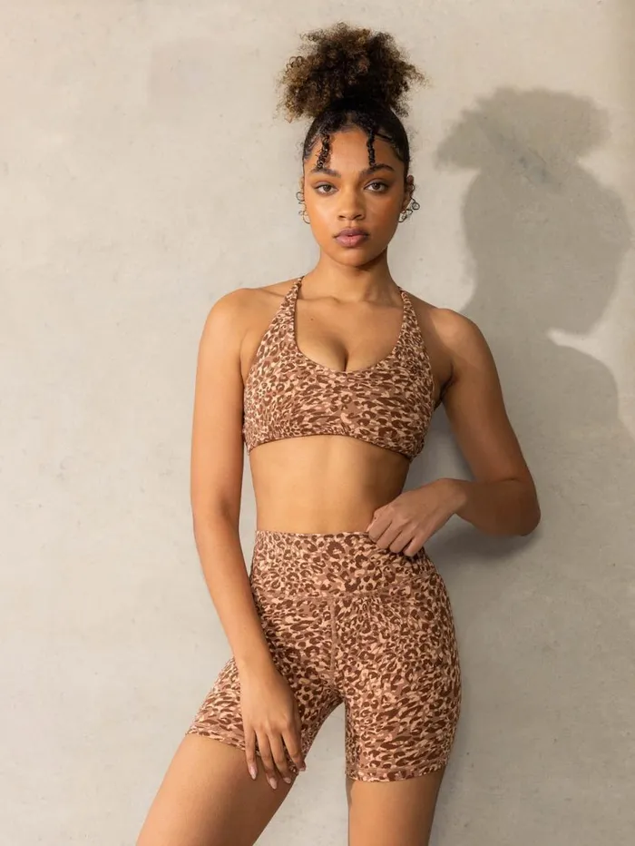 Sports Bras Womens Ryderwear Empower Sports Crop Mocha Leopard