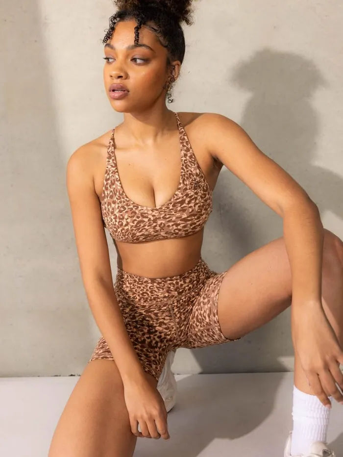 Sports Bras Womens Ryderwear Empower Sports Crop Mocha Leopard