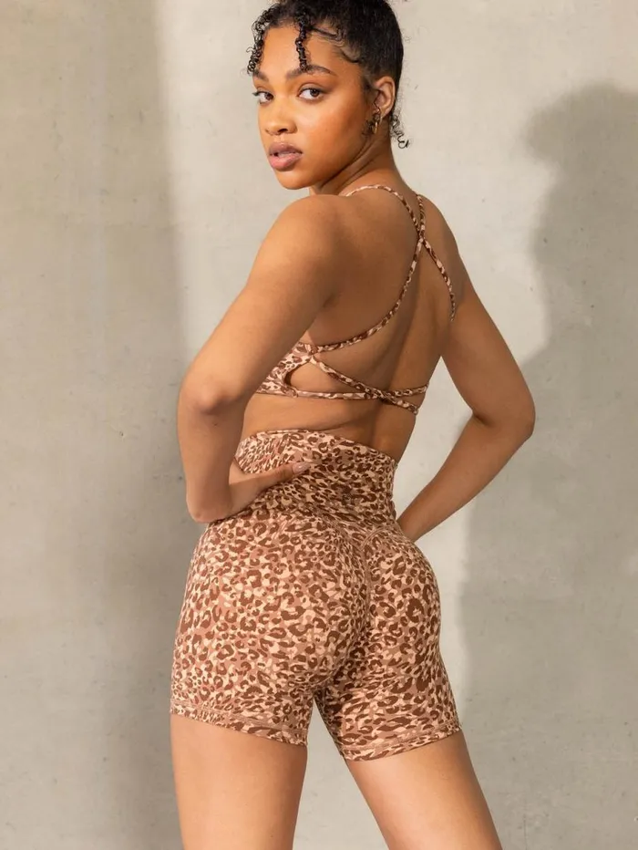 Sports Bras Womens Ryderwear Empower Sports Crop Mocha Leopard