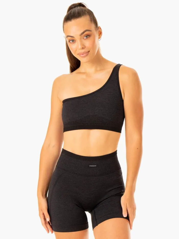 Sports Bras Womens Ryderwear Excel Seamless One Shoulder Sports Bra Black Marl Sports Bras Womens Ryderwear Excel Seamless One Shoulder Sports Bra Black Marl