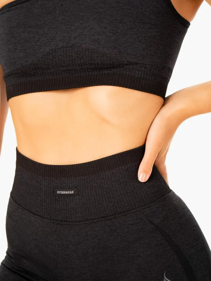 Sports Bras Womens Ryderwear Excel Seamless One Shoulder Sports Bra Black Marl