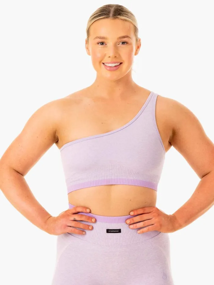 Sports Bras Womens Ryderwear Excel Seamless One Shoulder Sports Bra Lavender Marl