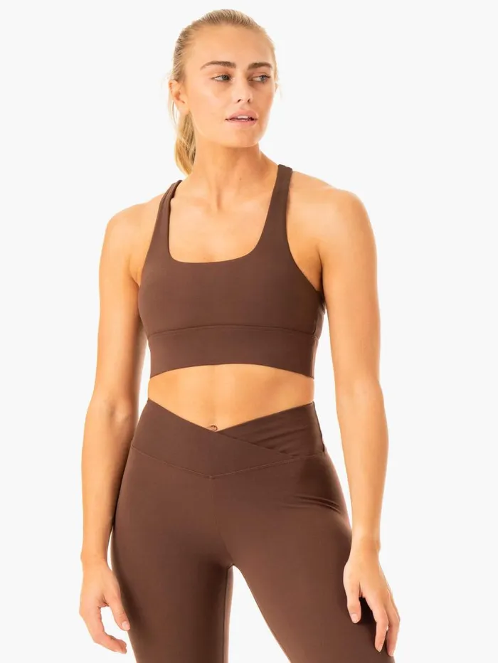Sports Bras Womens Ryderwear Flow Square Neck Sports Bra Chocolate