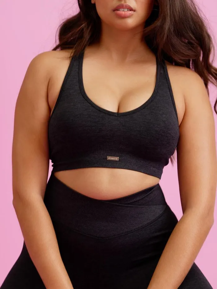 Sports Bras Womens Ryderwear Focus Seamless Sports Bra Black Marl