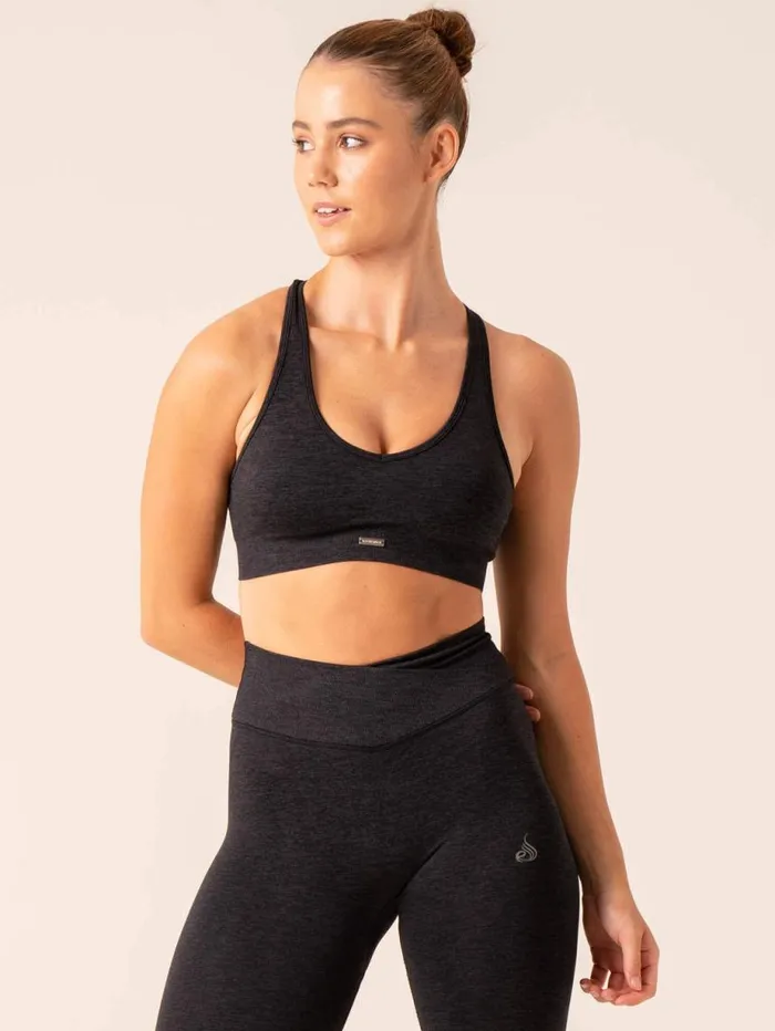 Sports Bras Womens Ryderwear Focus Seamless Sports Bra Black Marl