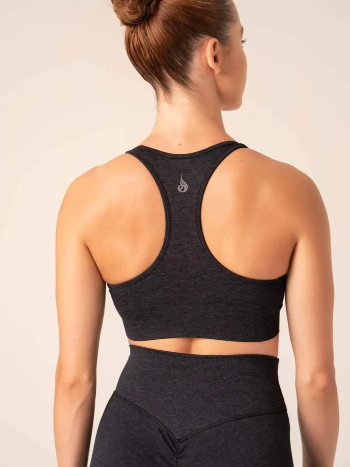 Sports Bras Womens Ryderwear Focus Seamless Sports Bra Black Marl