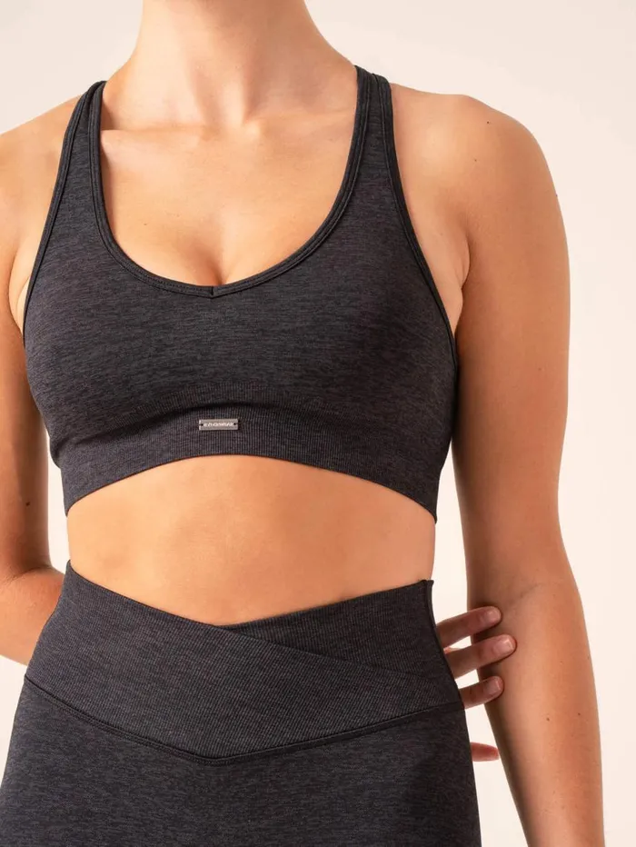 Sports Bras Womens Ryderwear Focus Seamless Sports Bra Black Marl