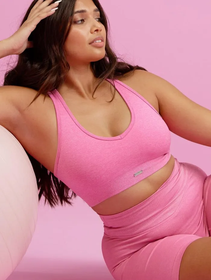 Sports Bras Womens Ryderwear Focus Seamless Sports Bra Hot Pink Marl
