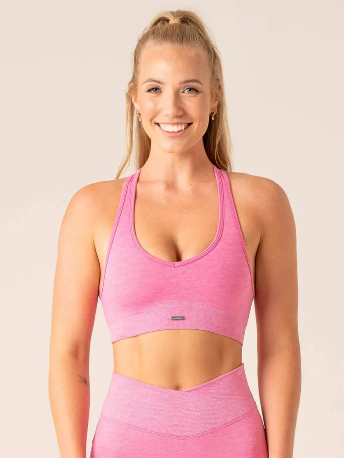 Sports Bras Womens Ryderwear Focus Seamless Sports Bra Hot Pink Marl