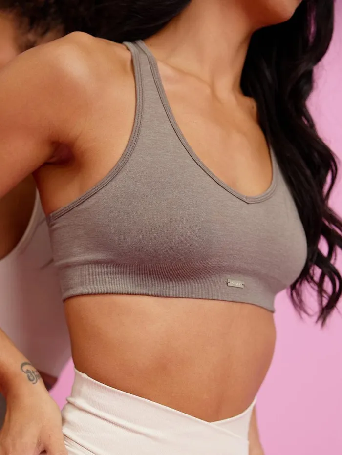 Sports Bras Womens Ryderwear Focus Seamless Sports Bra Taupe Marl
