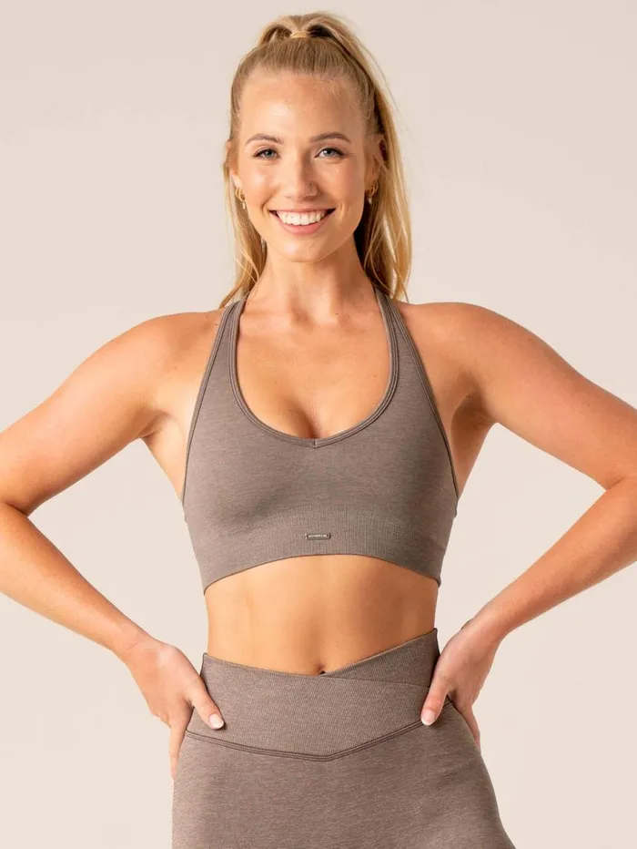 Sports Bras Womens Ryderwear Focus Seamless Sports Bra Taupe Marl