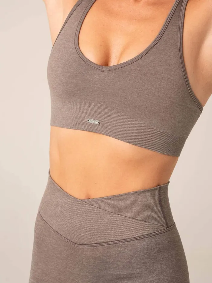Sports Bras Womens Ryderwear Focus Seamless Sports Bra Taupe Marl