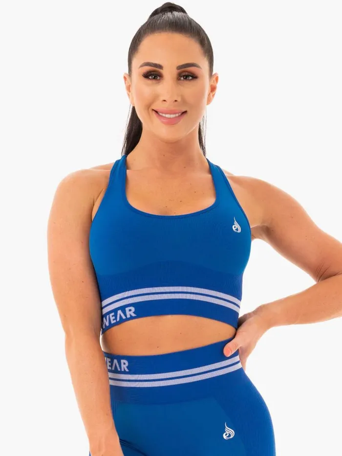 Sports Bras Womens Ryderwear Freestyle Seamless Longline Sports Bra Blue