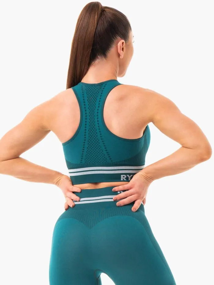 Sports Bras Womens Ryderwear Freestyle Seamless Longline Sports Bra Emerald Green