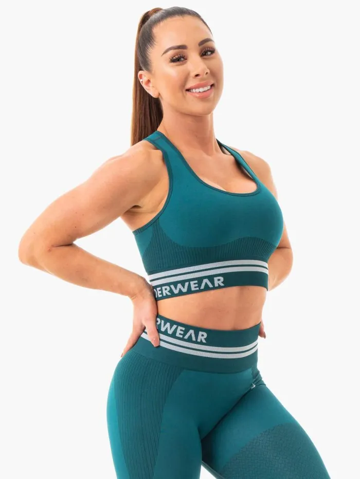 Sports Bras Womens Ryderwear Freestyle Seamless Longline Sports Bra Emerald Green