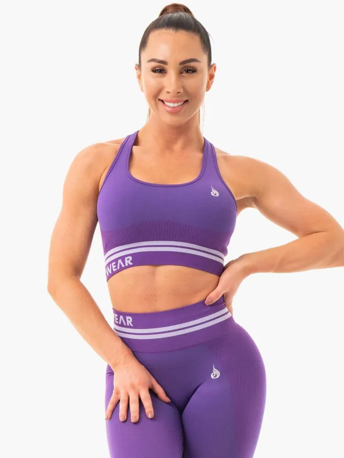 Sports Bras Womens Ryderwear Freestyle Seamless Longline Sports Bra Purple