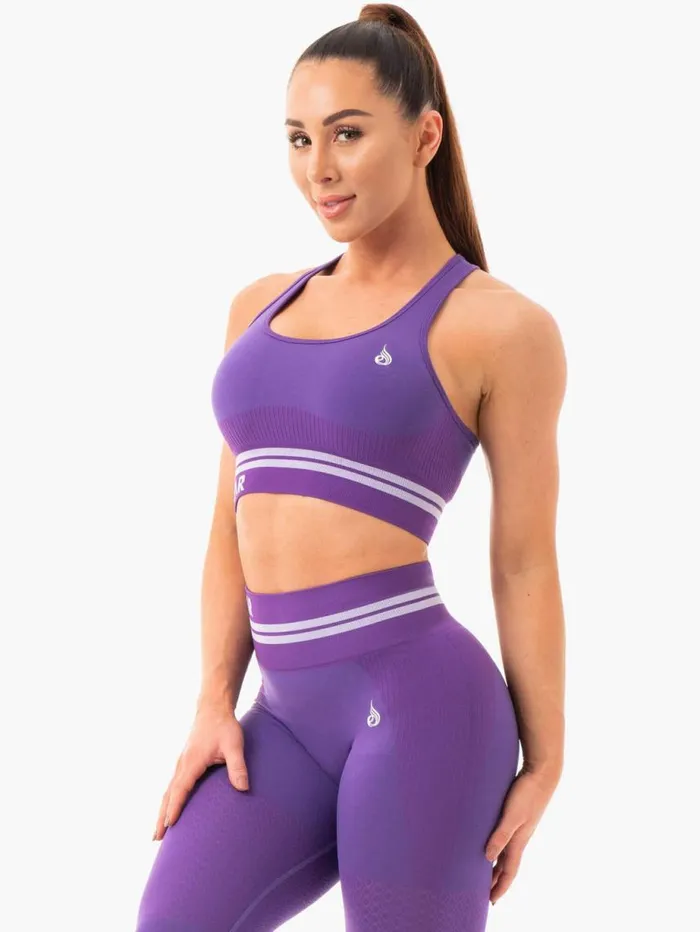 Sports Bras Womens Ryderwear Freestyle Seamless Longline Sports Bra Purple