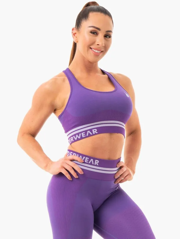 Sports Bras Womens Ryderwear Freestyle Seamless Longline Sports Bra Purple
