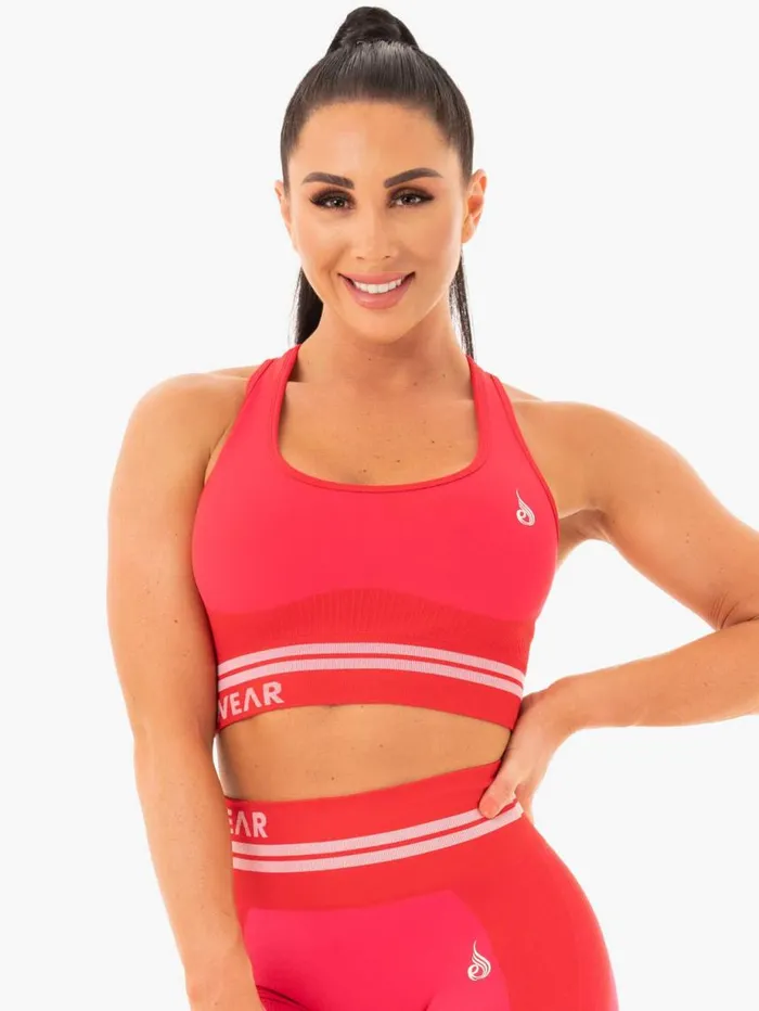 Sports Bras Womens Ryderwear Freestyle Seamless Longline Sports Bra Red