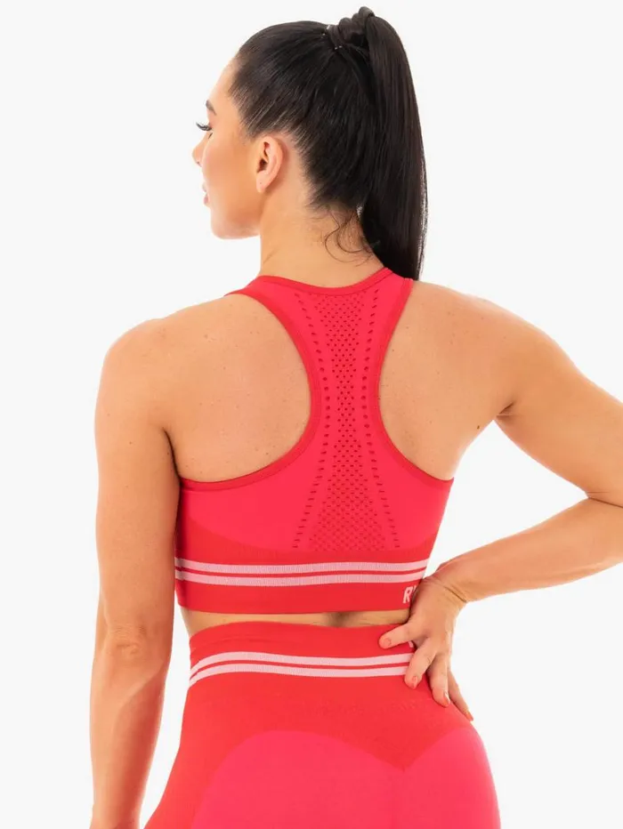 Sports Bras Womens Ryderwear Freestyle Seamless Longline Sports Bra Red