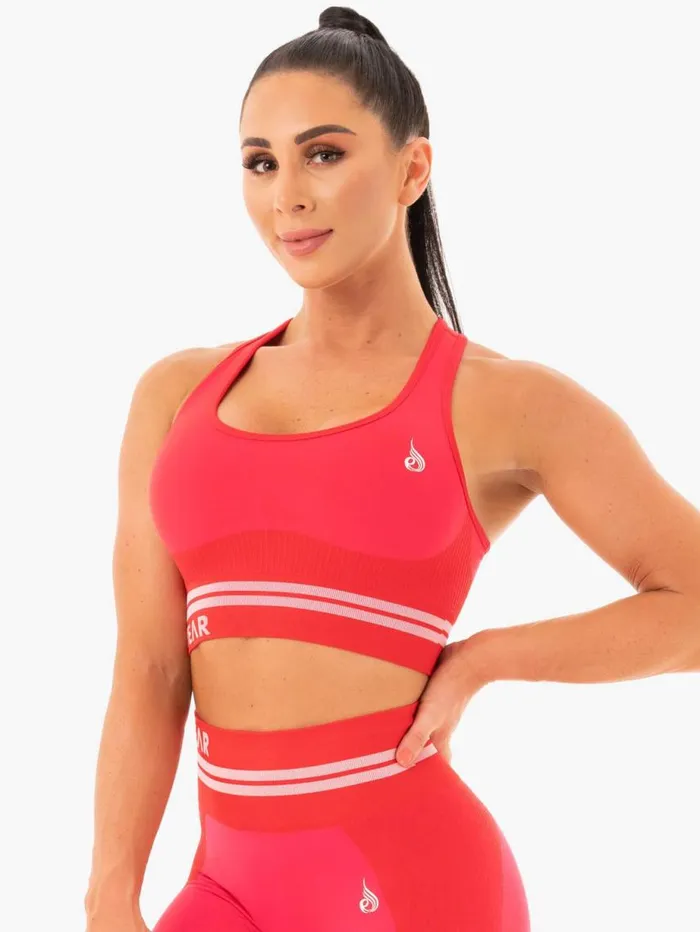 Sports Bras Womens Ryderwear Freestyle Seamless Longline Sports Bra Red