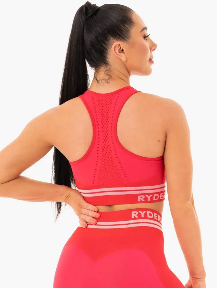Sports Bras Womens Ryderwear Freestyle Seamless Longline Sports Bra Red