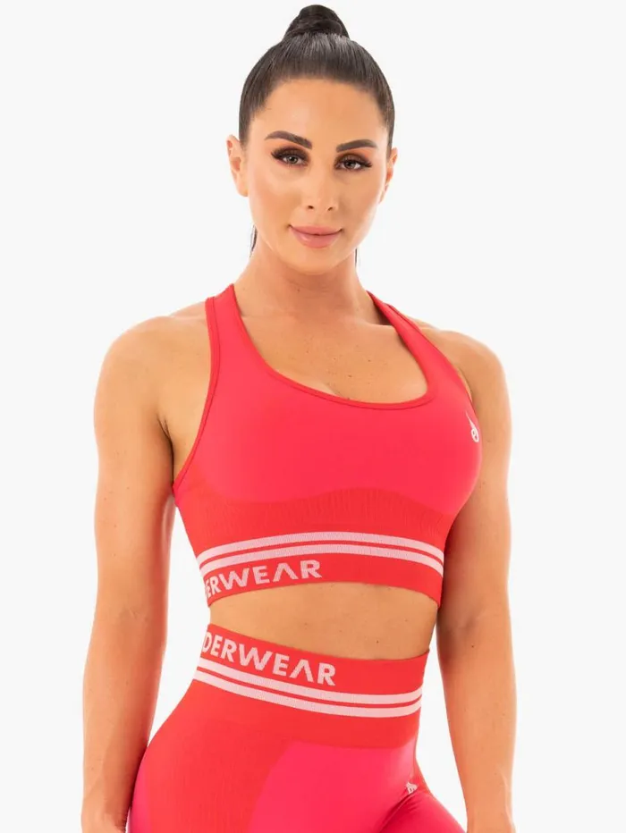 Sports Bras Womens Ryderwear Freestyle Seamless Longline Sports Bra Red