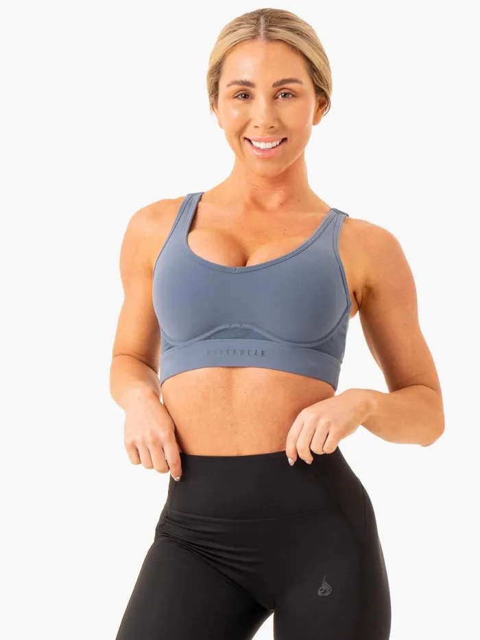 Sports Bras Womens Ryderwear Heighten High Impact Sports Bra Steel Blue