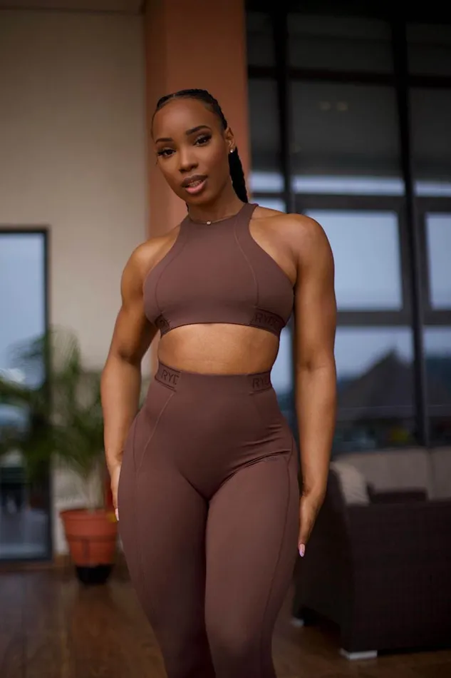 Sports Bras Womens Ryderwear Level Up High Impact Sports Bra Chocolate