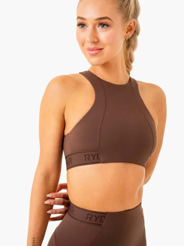 Sports Bras Womens Ryderwear Level Up High Impact Sports Bra Chocolate