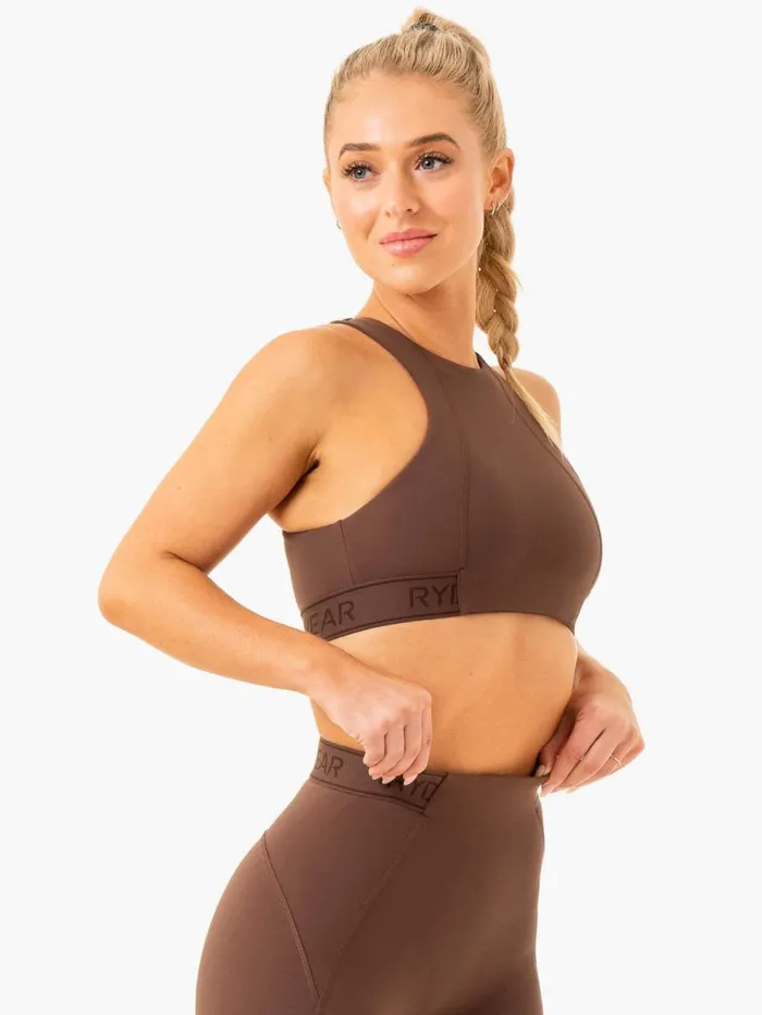 Sports Bras Womens Ryderwear Level Up High Impact Sports Bra Chocolate