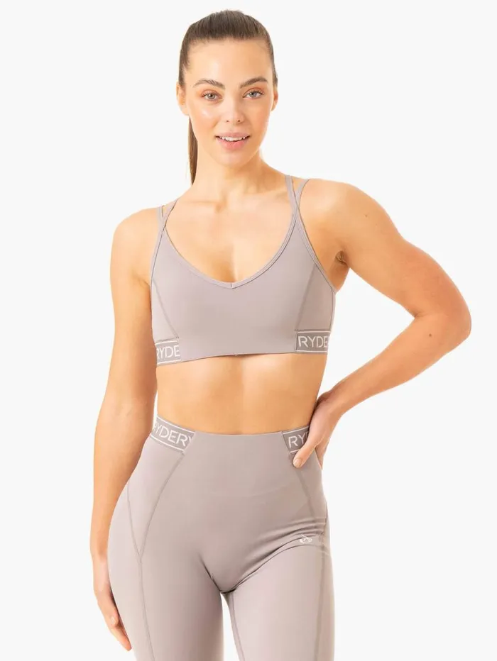 Sports Bras Womens Ryderwear Level Up VNeck Sports Bra Steel Grey