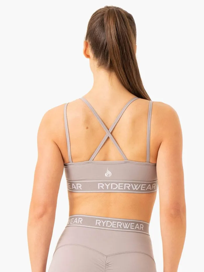 Sports Bras Womens Ryderwear Level Up VNeck Sports Bra Steel Grey