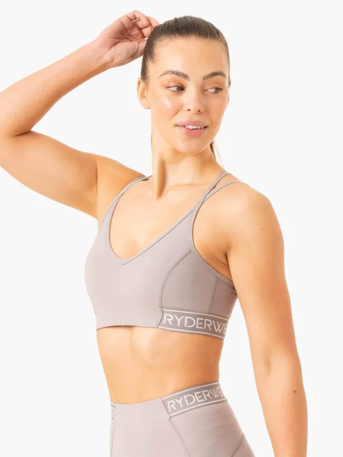 Sports Bras Womens Ryderwear Level Up VNeck Sports Bra Steel Grey