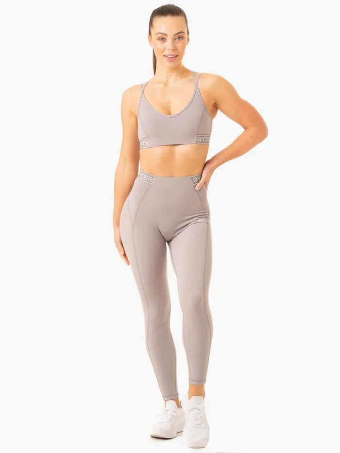 Sports Bras Womens Ryderwear Level Up VNeck Sports Bra Steel Grey
