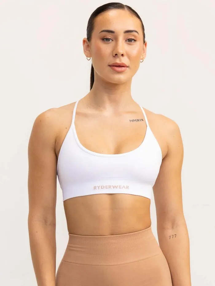 Sports Bras Womens Ryderwear Lift 20 Seamless Sports Bra White