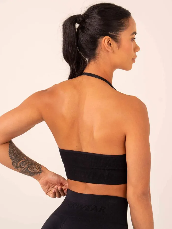 Sports Bras Womens Ryderwear Lift Rib Seamless Halter Sports Bra Black