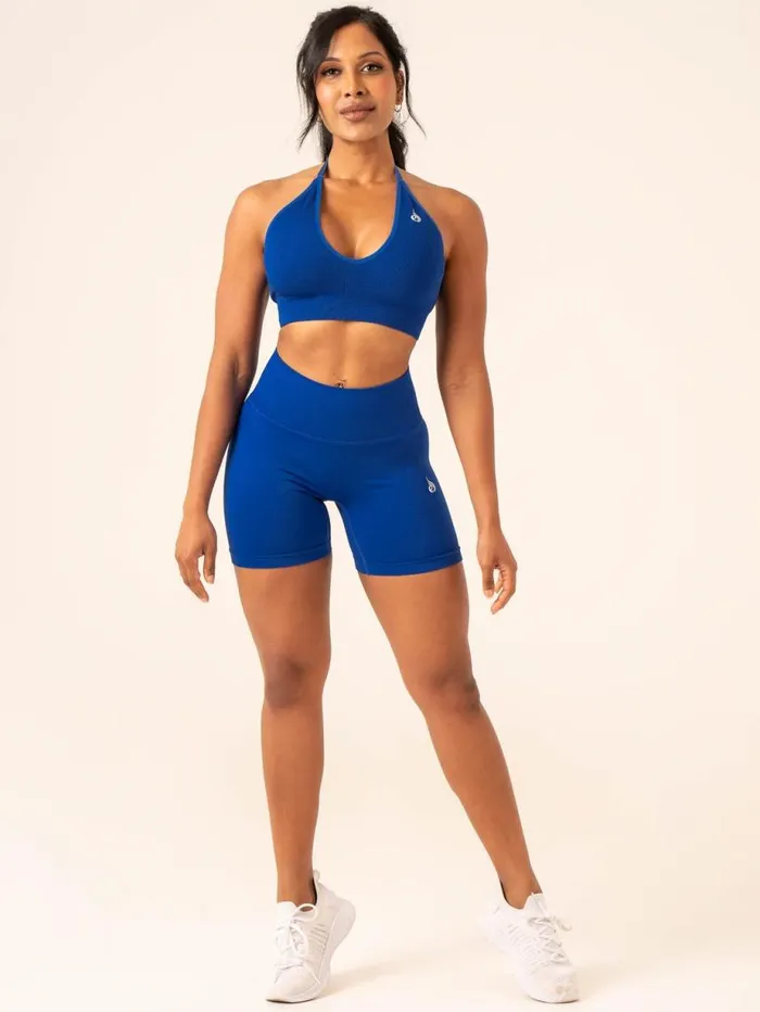 Sports Bras Womens Ryderwear Lift Rib Seamless Halter Sports Bra Cobalt Blue