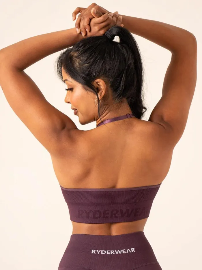 Sports Bras Womens Ryderwear Lift Rib Seamless Halter Sports Bra Plum