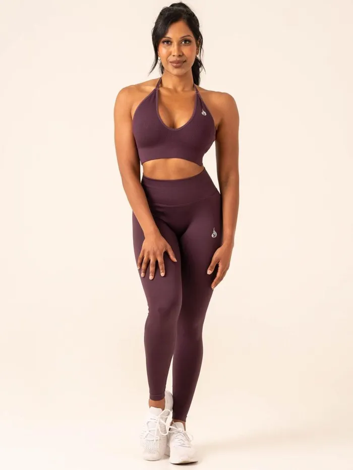 Sports Bras Womens Ryderwear Lift Rib Seamless Halter Sports Bra Plum