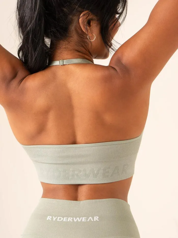 Sports Bras Womens Ryderwear Lift Rib Seamless Halter Sports Bra Sage