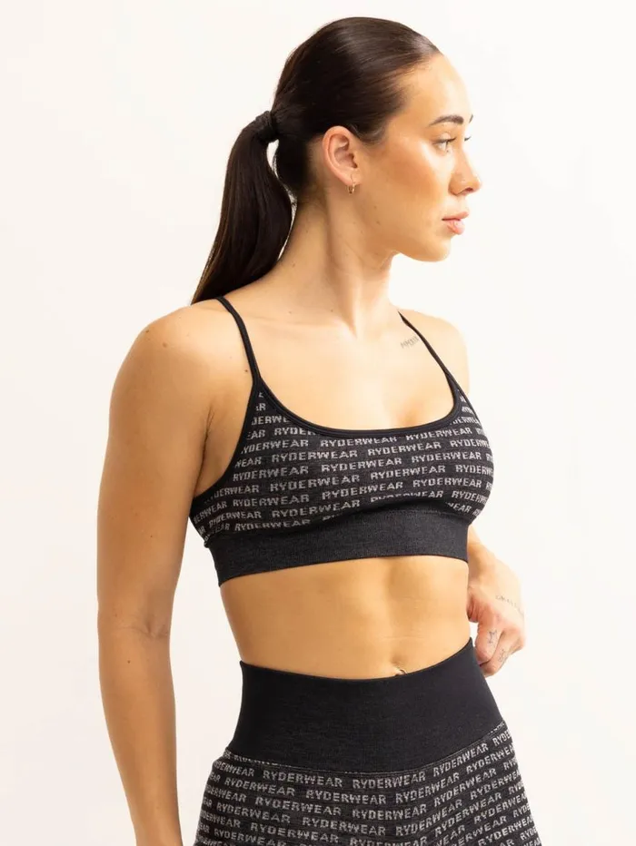 Sports Bras Womens Ryderwear Logo Lux Seamless Sports Bra Black