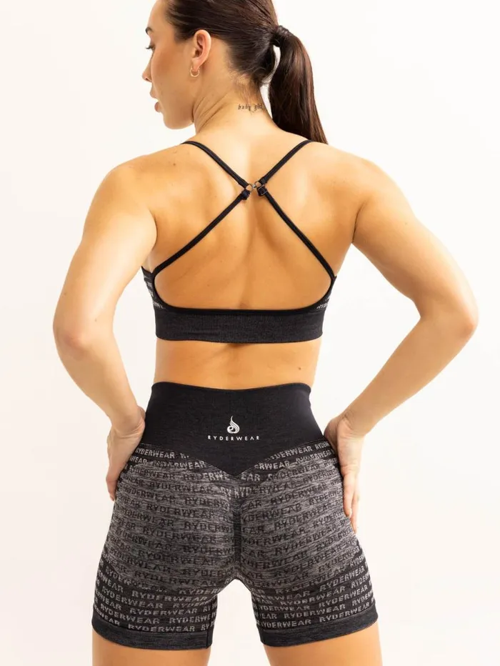 Sports Bras Womens Ryderwear Logo Lux Seamless Sports Bra Black