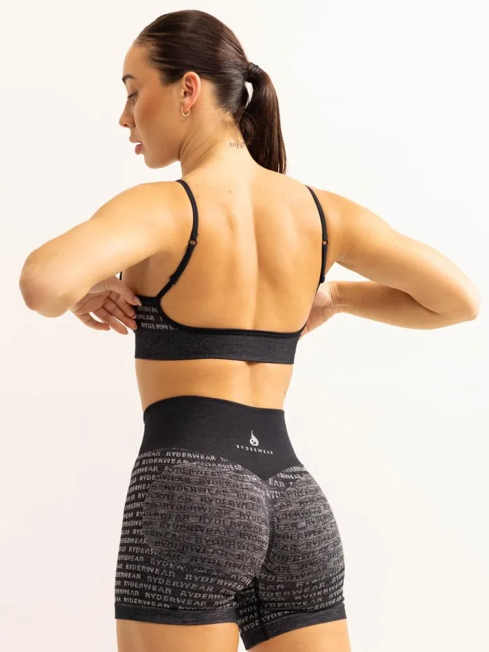 Sports Bras Womens Ryderwear Logo Lux Seamless Sports Bra Black