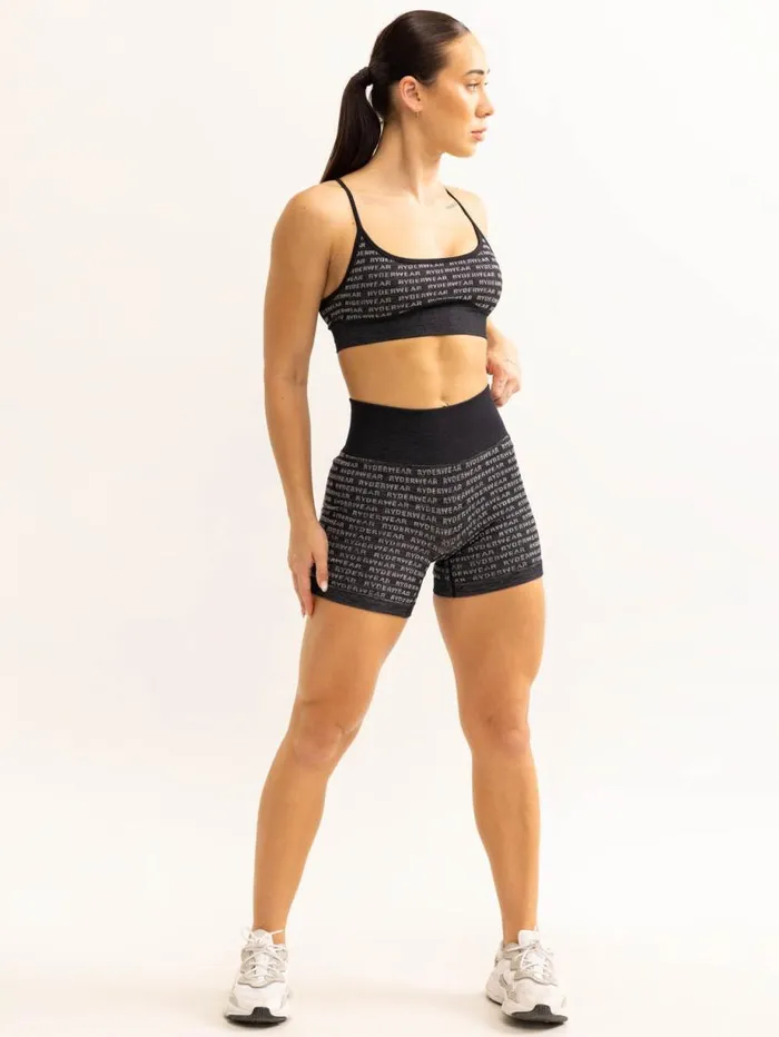 Sports Bras Womens Ryderwear Logo Lux Seamless Sports Bra Black