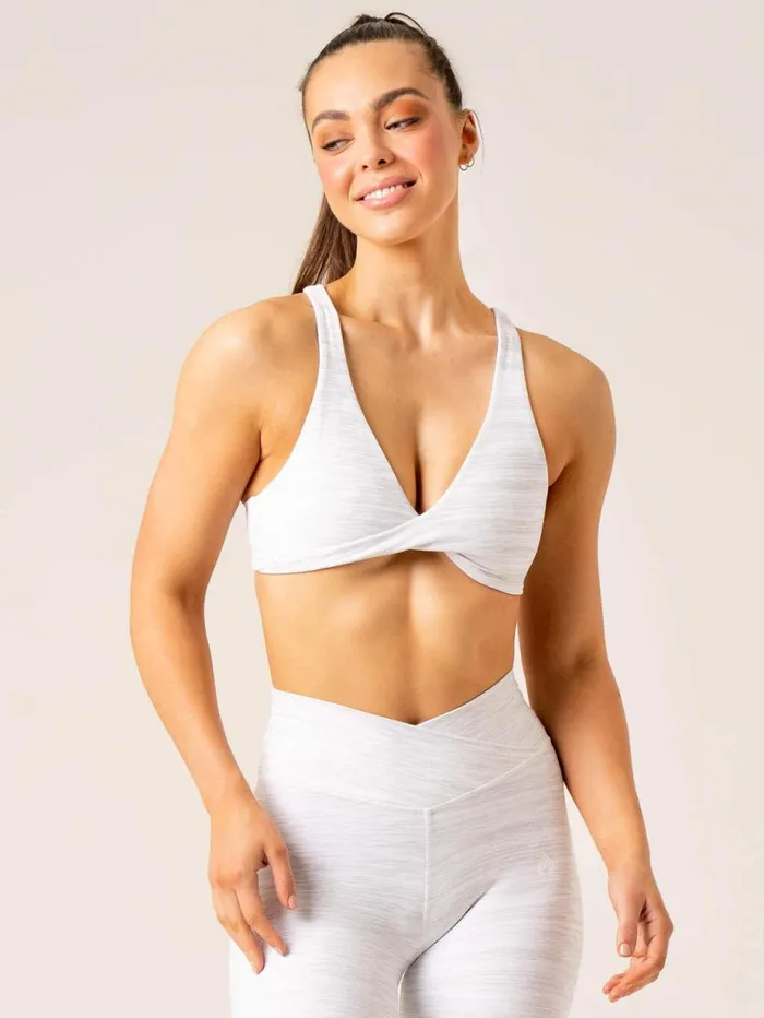 Sports Bras Womens Ryderwear Momentum Twist Sports Bra Snow Grey Marl